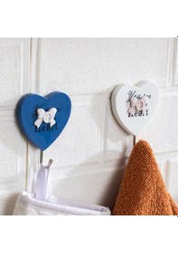 Resim Porsima 088 2 Adet Kalp Desenli Yapışkanlı Banyo Mutfak Askısı Renkli 