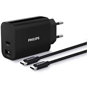 Resim Philips DLP2621C USB-A ve USB-C Bağlantısı Type-C Kablolu Duvar Şarj Adaptörü 