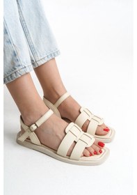 Resim Sur Sandalet Bej Kadın Günlük Sandalet Jurdan-9-b Bej 