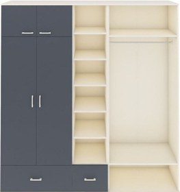 Resim Hyperion Dolap 12 Raflı 2 Çekmeceli 2 Askılı 220x44x243 Aytaşı-antrasit/antrasit Çok Renkli 