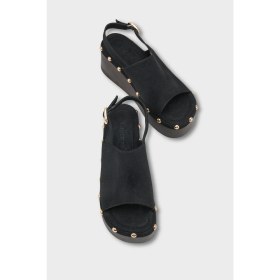 Resim Capone Outfitters Alyce Süet Trok Detaylı Dolgu Topuk Günlük Kadın Terlik 