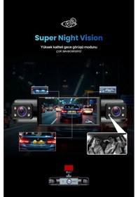 Resim Mpıa Cc-43 4 Lens 3.18" Ips Ekran G-sensör Üç Kamera Ve Geri Görüş Kameralı Araç Kamerası 