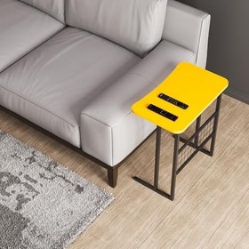 Resim interGO Metal Ayaklı Laptop Sehpası Koltuk Sehpası Kahvaltı Masası Çalışma Sehpası - Sarı 