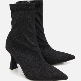 Resim Hotiç Kadın Siyah Simli Streç Fermuarlı Bilekte İnce Topuklu Bot 01boh314980a100 01boh314980a100 Siyah 