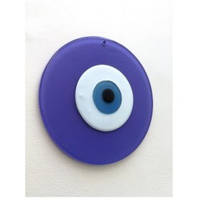 Resim Büyük Boy Lila Cam Nazarlık Nazar Boncuğu Lüks Kalite 20 cm Çap El Işi 