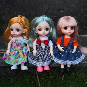 Resim 1 adet 16cm Tam Bebek Seti Kıyafet Ayakkabı 13 Toplu Eklemli Vücut Yumuşak Saç Moda Bebek Kıyafeti Makyaj Giydirme Bebek Kız Hediye DIY Oyuncak 