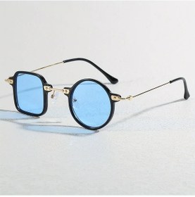 Resim Elmpaly Mavi Unisex Asimetrik Gözlük Hip Hop Festival Parti Aksesuarı Altın 