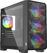 Resim Diamond 4x ARGB Fan USB 3.0 600W 80+ Plus Mesh Tempered Glass mATX Oyuncu Bilgisayar Kasası Dragos