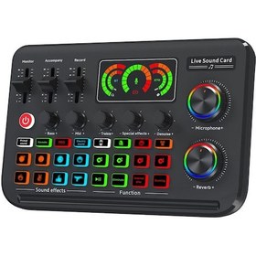 Resim Ranyeek F999 Siyah Canlı Yayın Ses Kartı: Bluetooth Akustik, Akıllı Gürültü Engelleme, Ses Karıştırıcı, 1200mah Batarya - Oyun, Şarkı, Canlı Yayın İçin 10.1" 