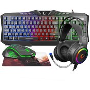 Resim Rampage KM-404 ARGENTI Rainbow Aydınlatmalı USB Gaming Combo Q Klavye + Kulaklık + Mouse + Mousepad 