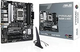 Resim ASUS PRIME B650M-A WIFI AMD B650 AM5 DDR5 6400 DP HDMI VGA Çift M2 USB3.2 AX WiFi + BT AURA RGB 2.5Gbit LAN mATX ASUS 5X PROTECTION III, BIOS Flashback 