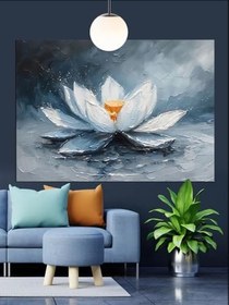 Resim Beyaz Lotus Çiçeği Dekoratif Kanvas - Mdf Ahşap Tablo 