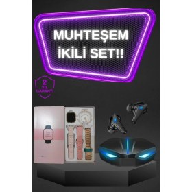 Resim Pileli Store Kadınlar Için Dokunmatik Ekran Akıllı Saat ve Gamer Kablosuz Bluetooth Kulaklık Anc Özelliği 