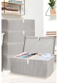 Resim 1 Adet Gri Kapaklı Kutu Hurç Baza Altı Eşya Hurcu Kapaklı Yastık Hurcu Mega Boy 50 40 19 Gri 