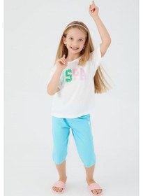 Resim U.s. Polo Assn. 1401 Kız Çocuk Yarım Kollu Kapri Pijama Takım KREM 