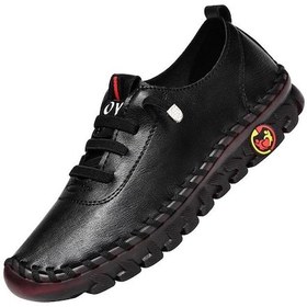 Resim Siyah Spor Ayakkabı Kadın Ayakkabı Loafer'lar Dantel Up Deri Düz Yeni Bahar 2024 Rahat Rahat Anne Ayakkabı Mujer Zapatos Chaussure Femme Siyah 
