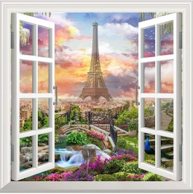 Resim Pencere Poster Duvar Kağıdı Paris Kolaj Yapışkanlı Sticker 