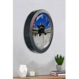 Resim Bahat Kabe Salon Ofis Duvar Saati Gri Metal Çerçeve 36 cm 