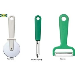 Resim IKEA Uppfylld Pizza Kesici + Uppfylld Yeşil Patates Soyacağı + Uppfylld Yeşil Soyacak 3'lü Set 