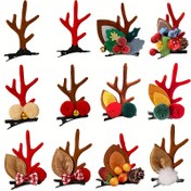 Resim 2 Adet Elegant Alaşım Noel Saç Tutturucular Seti, Karışık Renk Geyik Boynuzları ve Geyik Kulakları ile Saç Topu Aksesuarları, Moda Yaratıcı Tatlı Saç Aksesuarları, Noel Dekorasyonu ve Hediye Kullanımı için Mükemmel 