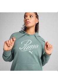 Resim Puma Kadın Scrıpt Comfort Hoodie Eşofman Üst 68498330 Yeşil 