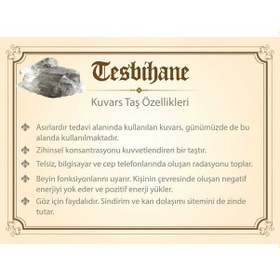Resim 1000 Ayar Gümüş Kazaz Püsküllü Küre Kesim Kuvars Doğaltaş Tesbih 