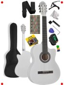 Resim markentegra Beyaz Klasik Gitar Seti (Kesik Kasa, Ayarlı Sap) 