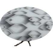 Resim BENGİ TİCARET Masa 16612 Japon Ayak Model Metal Nikelaj 90cm Temper 8mm Grafik Balık Sürü Cam 