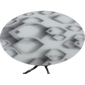 Resim BENGİ TİCARET Masa 16612 Japon Ayak Model Metal Nikelaj 90cm Temper 8mm Grafik Balık Sürü Cam 
