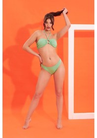 Resim Loya Kadın Yeşil Fitilli Straplez Tek Üst Bikini Yeşil 