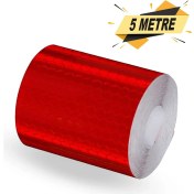 Resim Reflektörlü Reflektif Fosforlu Şerit Bant Ikaz Bandı 5 Metre Kırmızı 