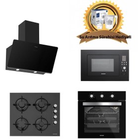 Resim Silverline BO6503B01 - CS5349B01 - 3420 Classy 60 - MW9018B01 Siyah Cam Ankastre Set 