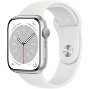 Resim Apple Watch Series 8 Gps 45MM Silver Aluminium Case With White Sport Band - Regular MP6N3TU/A 