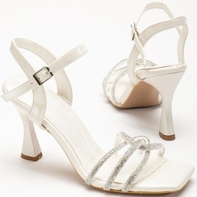 Resim 3 Bant Taşlı Saten Sedef Kadın Topuklu Abiye Ayakkabı-2915-sedef 