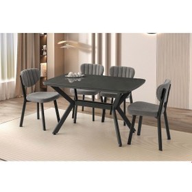 Resim Mobilgen Koyu Gri 4 Adet Esinti Sandalye 130+30 Anka HG Açılabilir Masa Takımı 