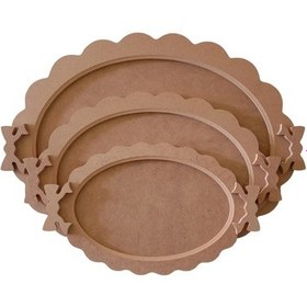 Resim Mdf 3'lü Fiyonklu Oval Tepsi Takımı 