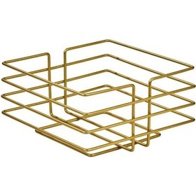 Resim Edora Home Gold Paslanmaz Oval Köşeli Kare Ekmek Sepeti Makrome - Çok Amaçlı Metal Altın 