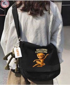 Resim Violon Ballerina Cappuccino Baskılı Unisex Postacı Çantası 