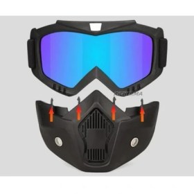 Resim Cross Motosiklet Bisiklet Gözlüğü Açık Kask Maskesi Süngerli Bant Lastikli Jet Maske Ayna Cam 