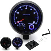 Resim Mufunye 3.75" Araç Devir Göstergesi - Mavi Arka Işıklı 0-8000 Rpm Abs Siyah 12v Benzinli 