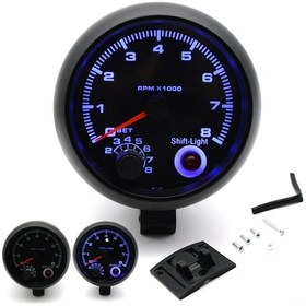 Resim Mufunye 3.75" Araç Devir Göstergesi - Mavi Arka Işıklı 0-8000 Rpm Abs Siyah 12v Benzinli 