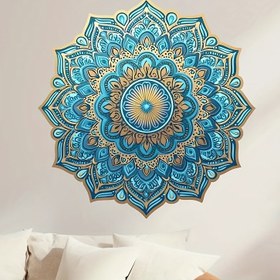 Resim 1 Adet Kendinden Yapışkanlı Mandal Çiçek Etiketi - Mavi ve Altın Renkli Parıldayan Fantastik Çiçekli Tasarım, Duvarlar, Laptoplar, Su Şişeleri, Ev Dekoru için Parlak Sonluğunda Çıkarılabilir Vinil Sticker 