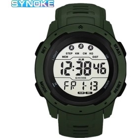 Resim Hanyang Yeşil Dijital Saatler Erkekler Erkekler Numaraları Spor Izle 5ATM Su Geçirmez Arka Işık Yuvarlak Ekran Dijital Çok Fonksiyonlu Alarm Yüzme (Yurt Dışından) 