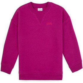 Resim U.S. Polo Assn. Kız Çocuk Fuşya Şardonlu Bisiklet Yaka Basic Sweatshirt 50316810-VR023 