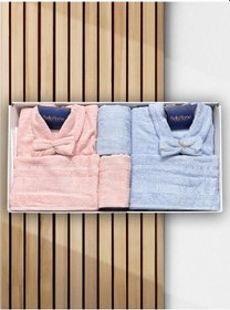 Resim Elmas Bambu 10 Parça Aile Bornoz Takımı Pudra Mavi Çok Renkli 