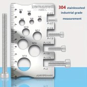 Resim 304 Paslanmaz Çelik Vida & Cıvata Ölçüm Kaliperleri - M3-M16 & P2-P12 Boyutları için Hassas Diş ve Mesafe Göstergeleri, Endüstriyel Derecede Doğruluk ile Kesin Kazıma, Üretim & Kalite Kontrolü, Net Ölçek Ölçümü, Sağlam Tasarım 