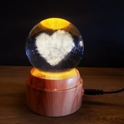 Resim Kalp Tasarımlı Dönen Cam Küre 