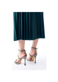 Resim A-40 Platin Taşlı Platformlu Topuklu Kadın Ayakkabı Çok Renkli 