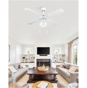 Resim DLC Poyraz Bakır Motor Lambalı 4 Kanatlı 107cm Tavan Vantilatörü Beyaz 