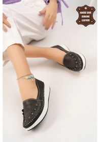 Resim Elit Mn84c Kadın Hakiki Deri Espadril Siyah Siyah 